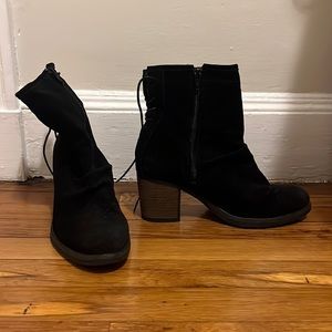 Black suede heeled booties